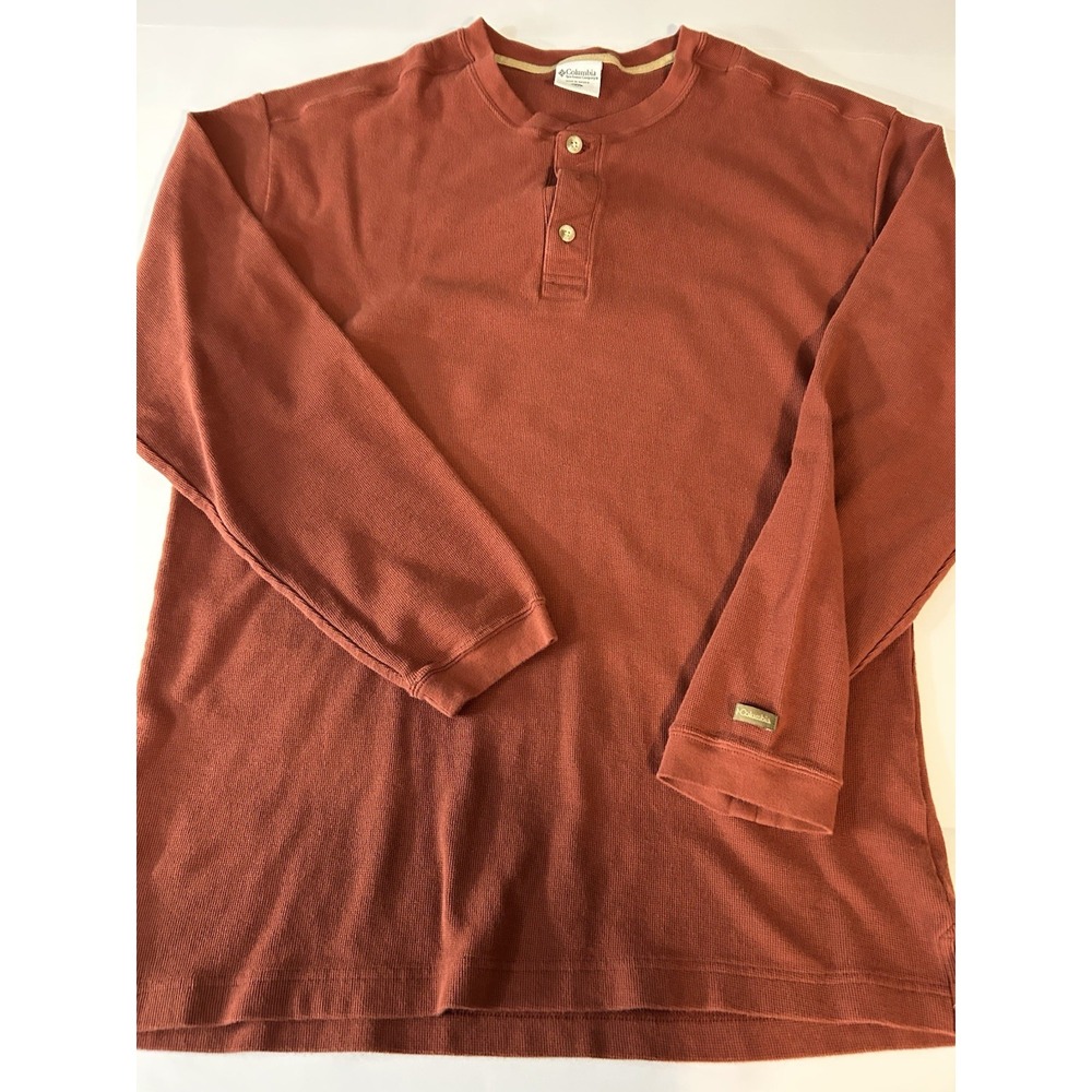 Columbia Mens XXL Rust 3 Button Henley Thermal Hiking Outdoors‎